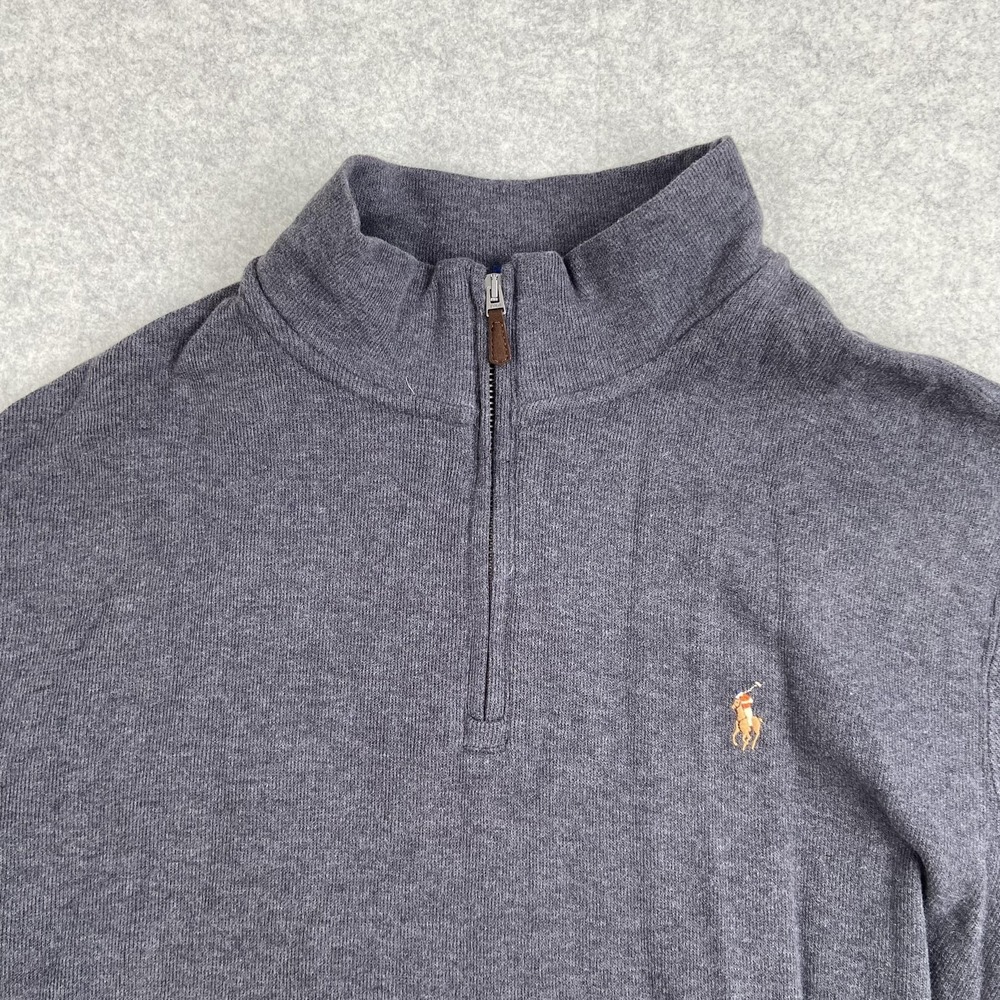 Polo Ralph Lauren Sweater Mens XL Gray Estate Rib Quarter Zip Pullover Cotton